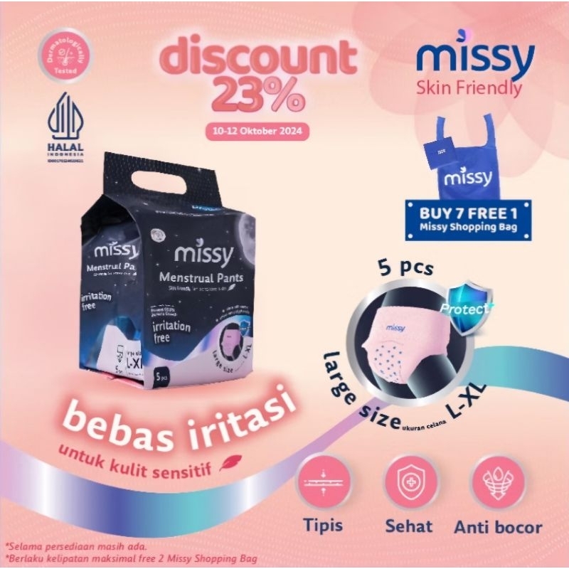 Pembalut Celana Missy Skin Friendly Large Size L - XL (5 Pcs)