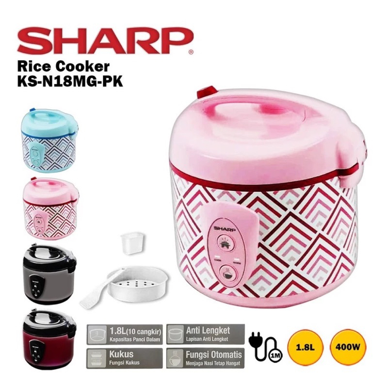 SHARP RICE COOKER/PENANAK NASI 1.8 LITER KS-N18MG-RD / KS N18ME