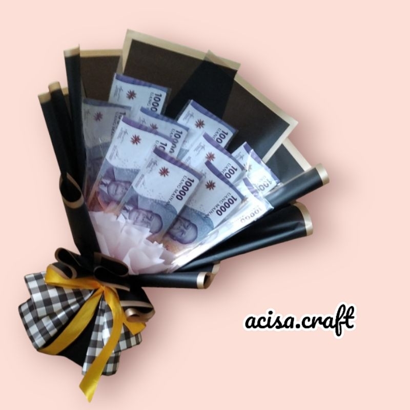 buket uang kosongan / kerangka 10 lembar bunga artificial Bandung murah