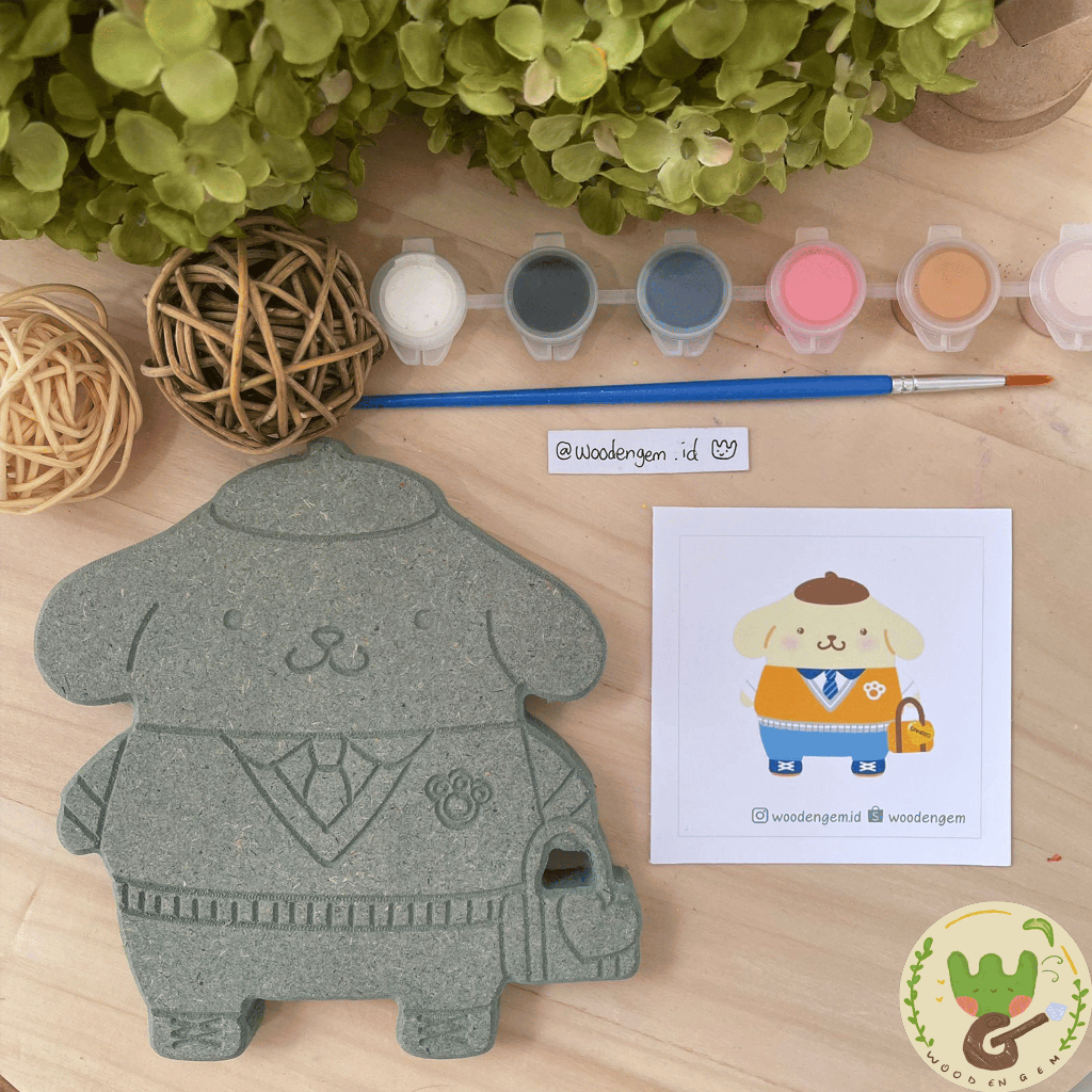 

DIY Painting Kit Wood Character Mewarnai Melukis Hampers Souvenir Kayu Karakter Pompompurin School | Woodengem