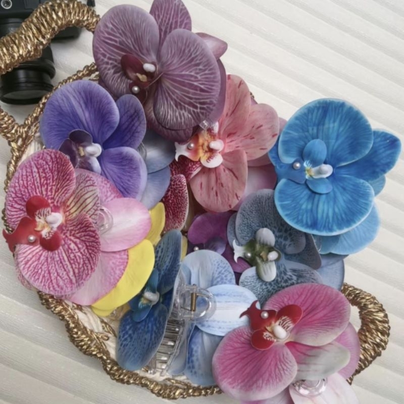 ORCHID HAIR CLAW / JUMBO JEPIT BUNGA ANGGREK BAHAN LATEX AWET ANTI AIR JEPIT  SUPER CUTE JEDAI ANGGR