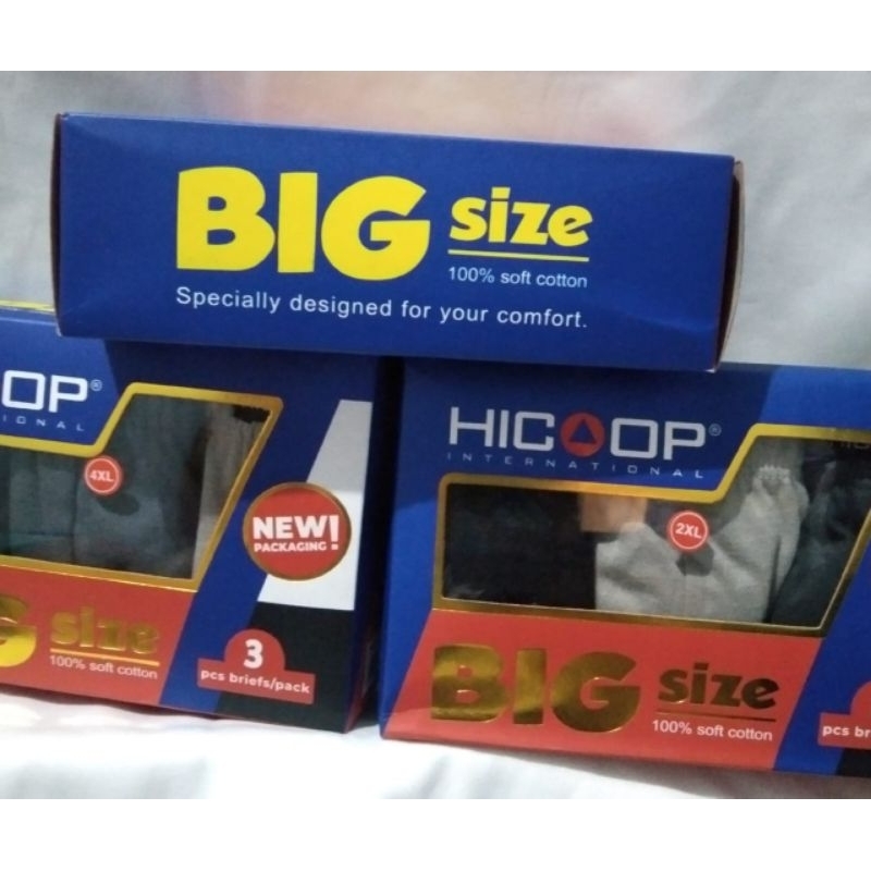 Celana dalam pria big size jumbo isi 3pcs bahan katun merek hicoop size 2xl 3xl 4xl