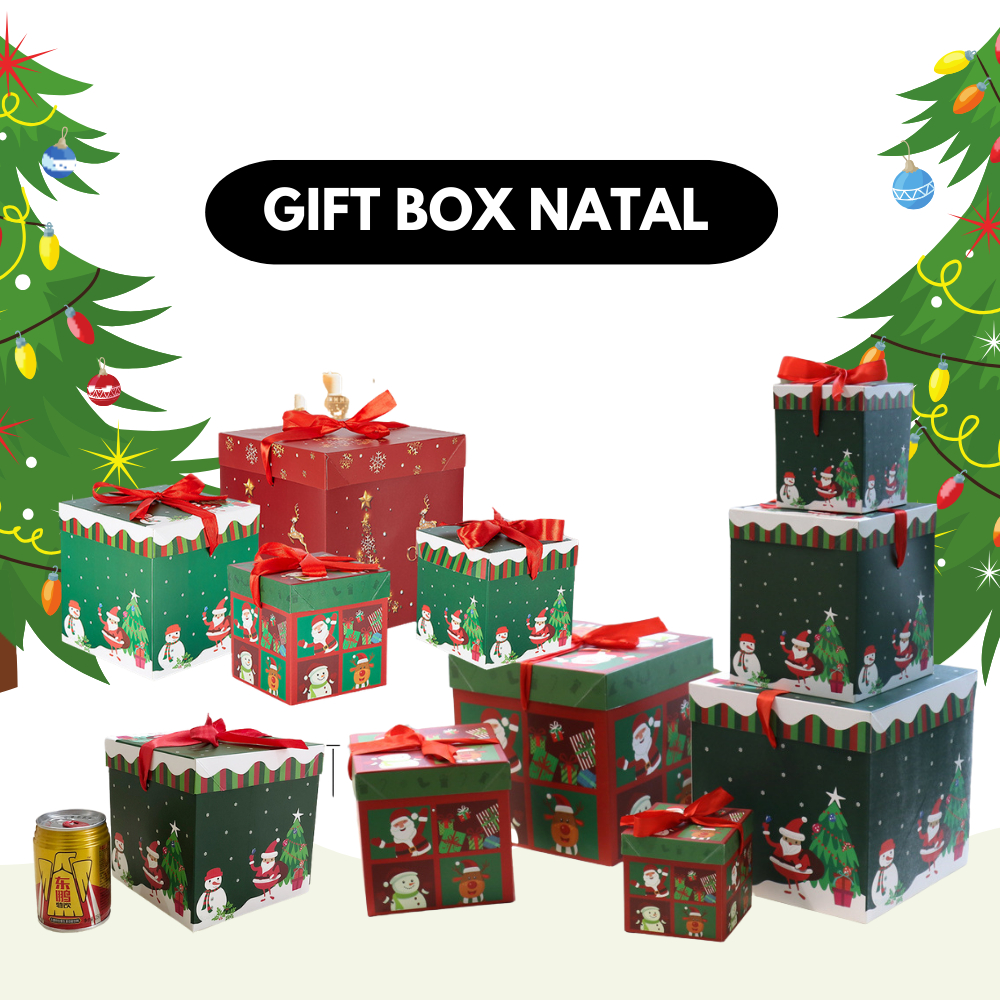 

DECORRY (BHN01) Box Hadiah Natal / Christmas Gift Box Santa Snowman