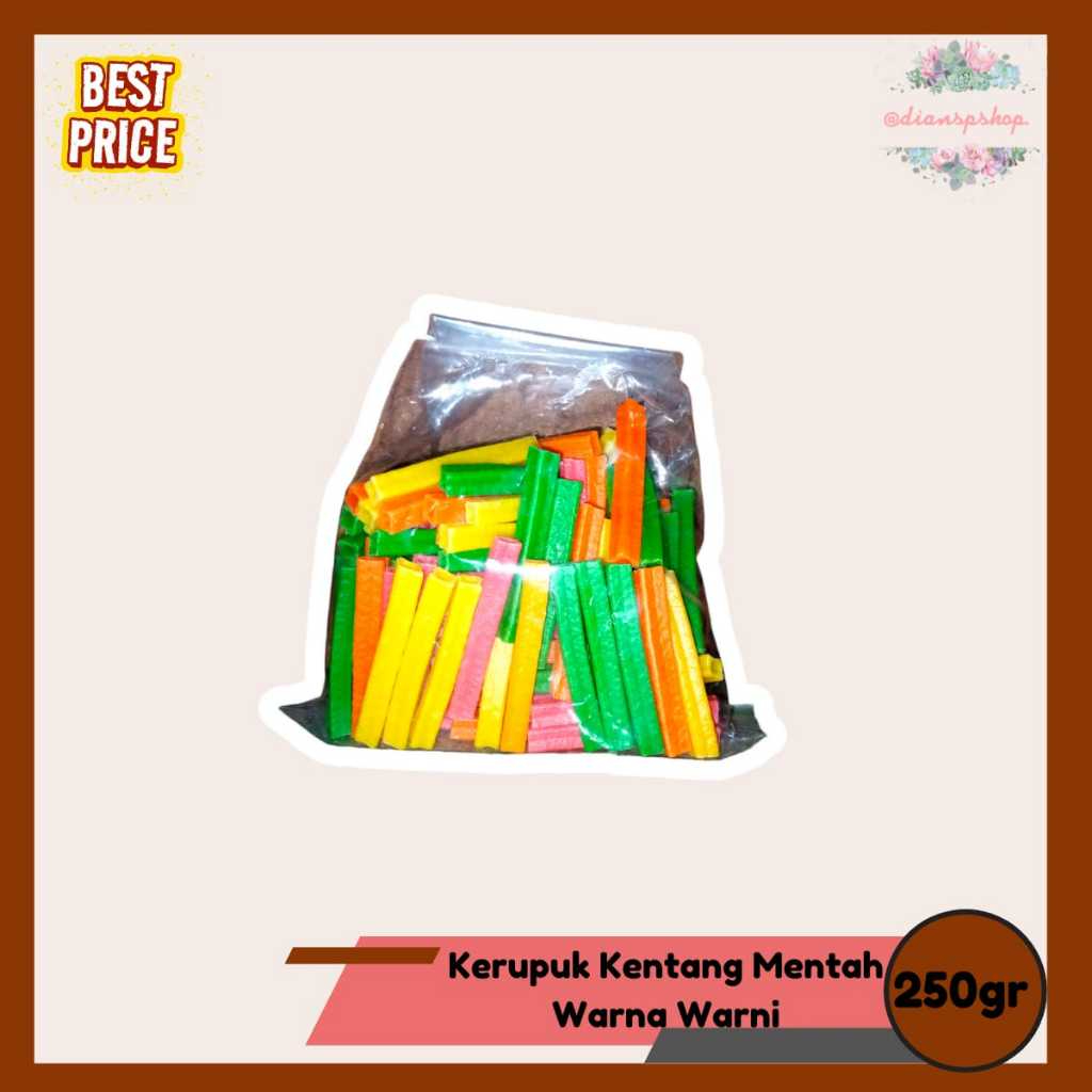 

Kerupuk Kentang Warna-Warni 250gr Mentah Kerupuk Potato Rainbow