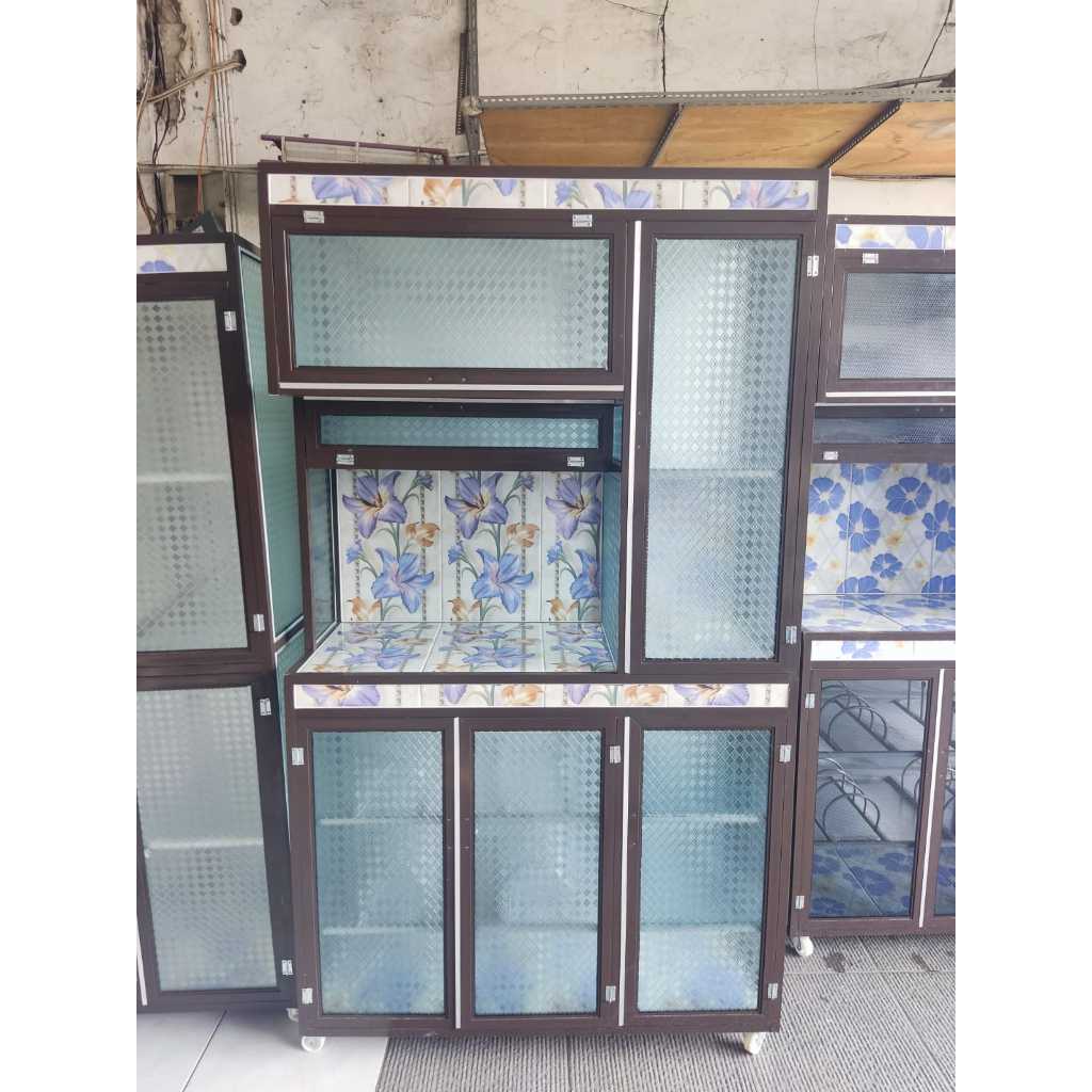 Rak Piring Alumunium 3 Pintu Super + Roda CA tanpa kunci/rak piring/lemari piring/rak dapur/rak piri