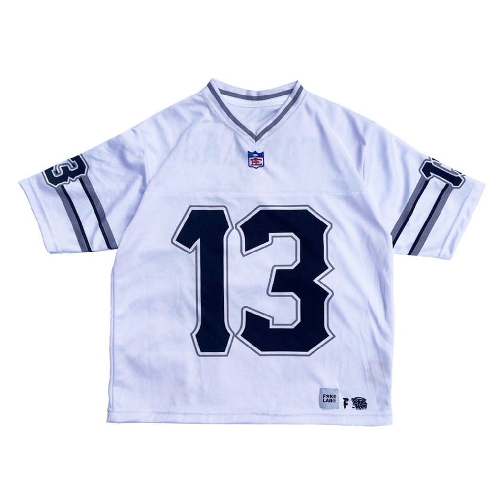Fakelab White NFL Jersey Number 13 Boxy / Baseball Putih / Football / Rugby / Skena / Vintage / Retr