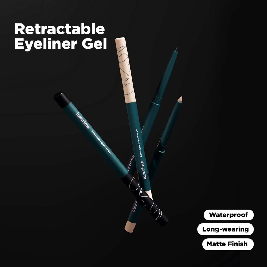 Luxcrime Retractable Eyeliner - Waterproof Tekstur Lembut Aman Untuk Mata/RF KOSMETIK