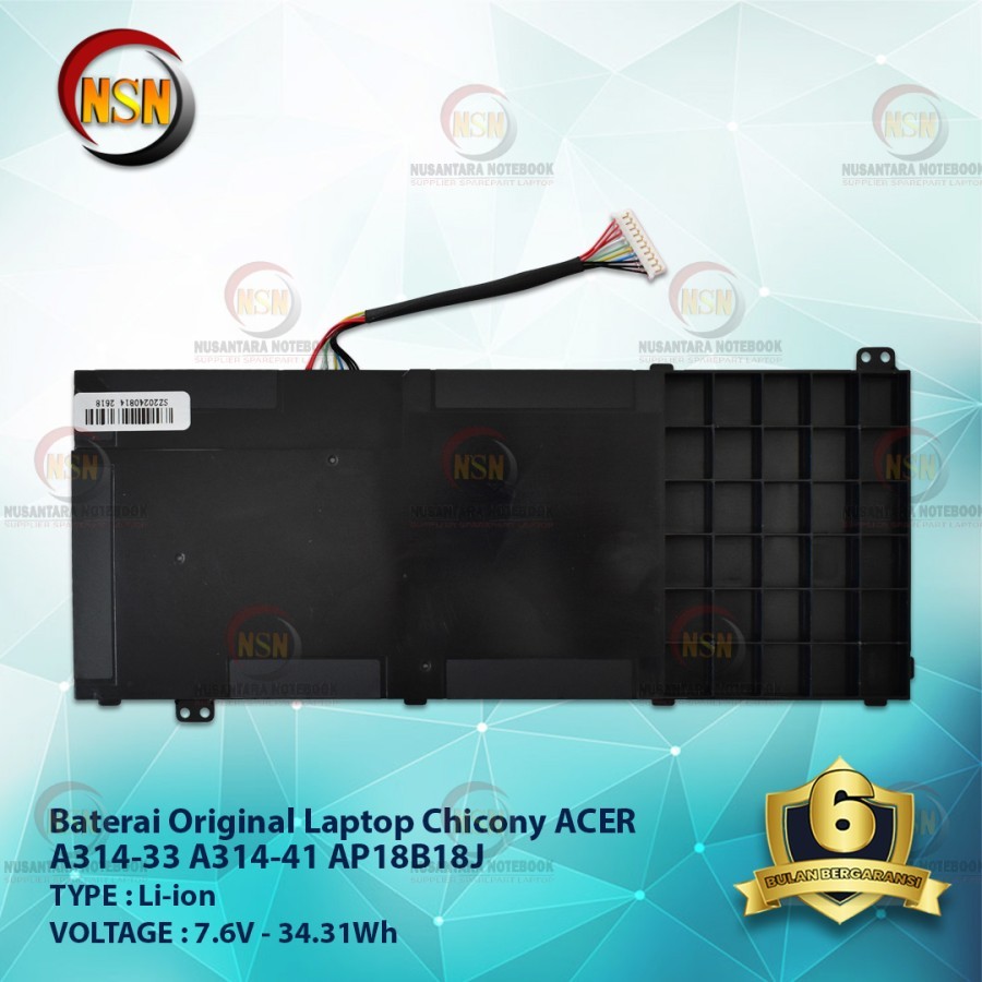 Baterai Laptop Chicony  for AC A314-33 A314-41 AP18B18J Original