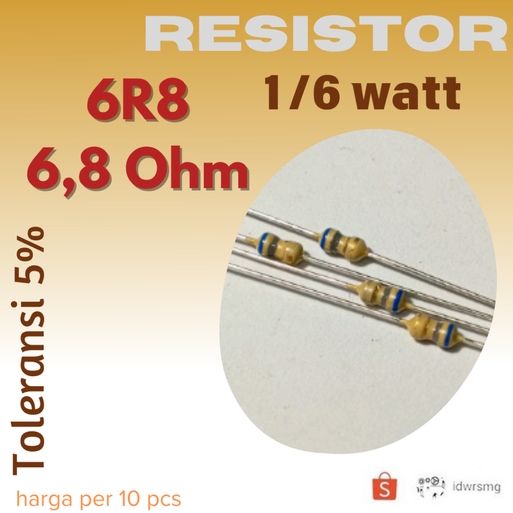 R Resistor 6R8 6.8R Ohm 1/6w 6,8 ohm 6r8ohm 1/6 watt 5%