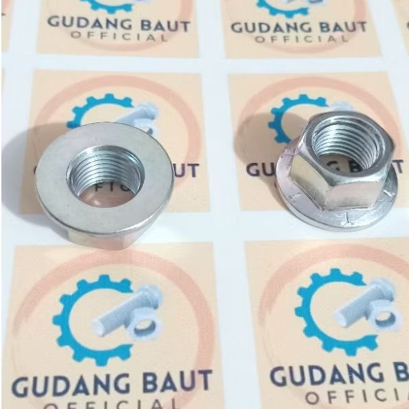 ( Paket 10 Biji ) Mur flange M12 kunci 17