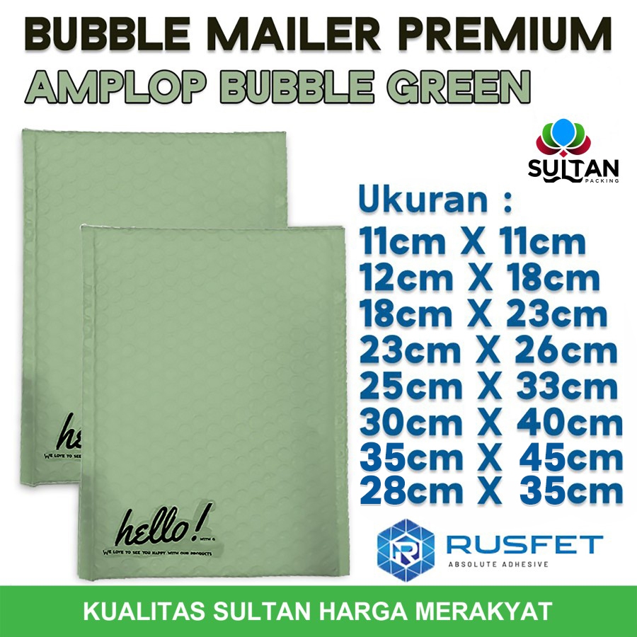

Amplop bubble mailer packing green all size bubble mailer rusfet