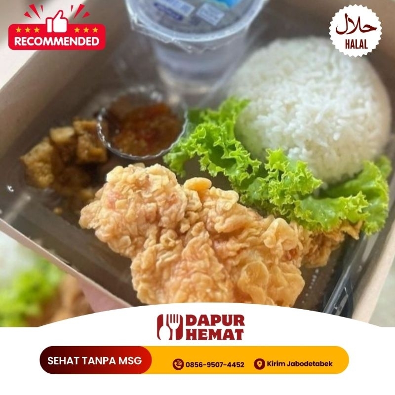 

Dapur Hemat - Nasi Kotak Ekonomis Ayam Crispy Renyah Halal/Higenis/Lezat Makanan Favorit Acara