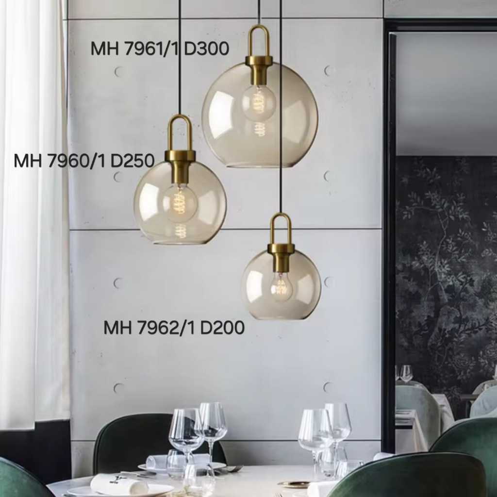 Apollo Lighting Lampu Hias Lampu Gantung Gold Gaya Nordik Dekorasi Fitting Kap Bola Kaca Bulat Lampu