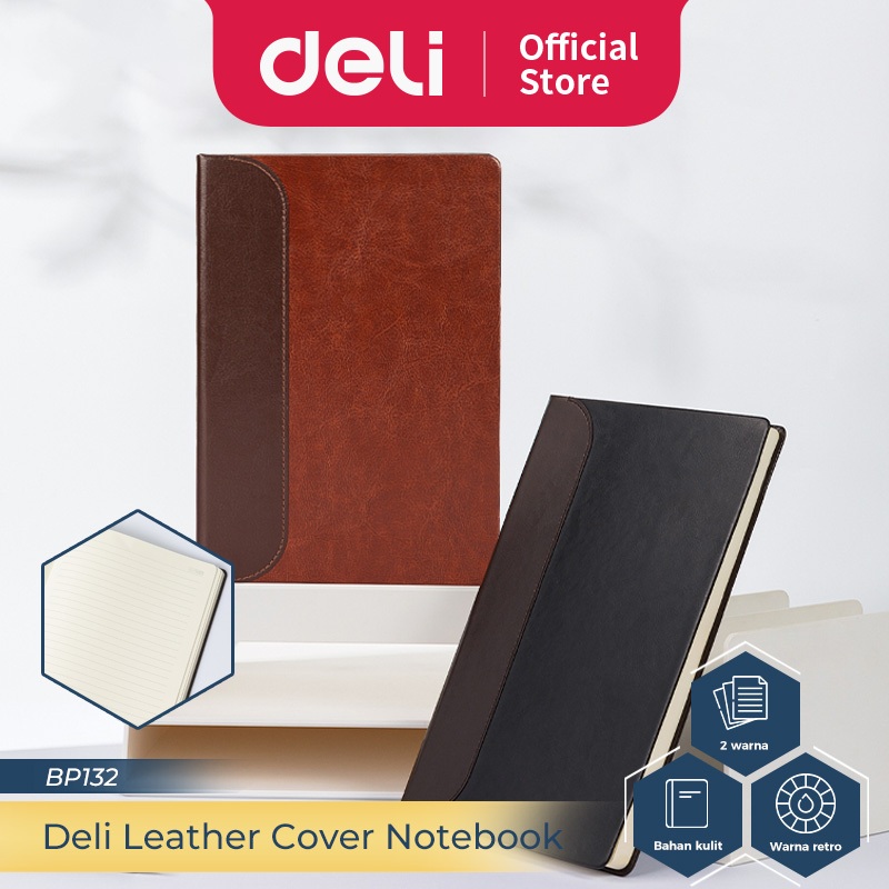 Deli Notebook Cover Kulit / Cover Leather Notebook A5 80 sheets BP132