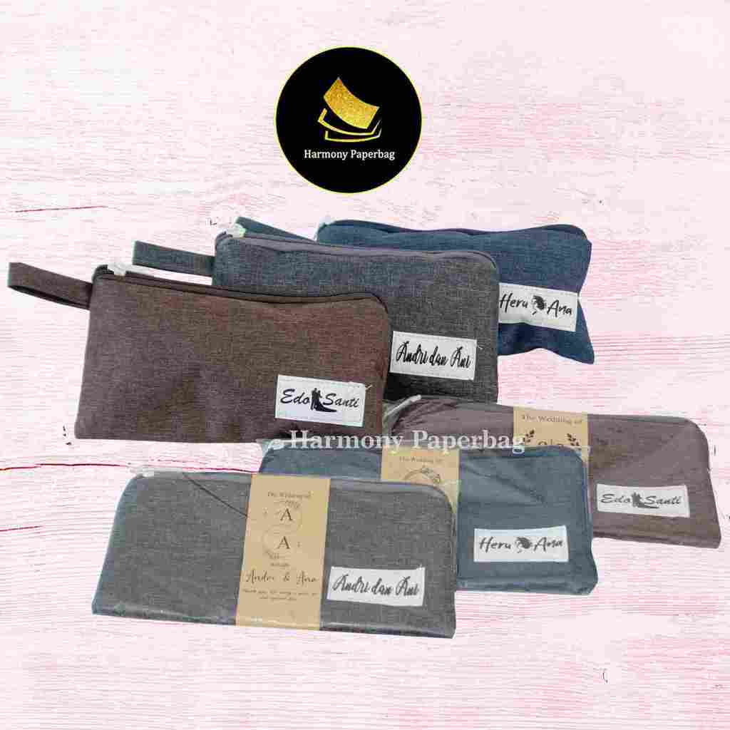 Dompet Souvenir Denin Custom Nama Pernikahan Wedding Pengantin  Simple, Mewah, dan Kekinian
