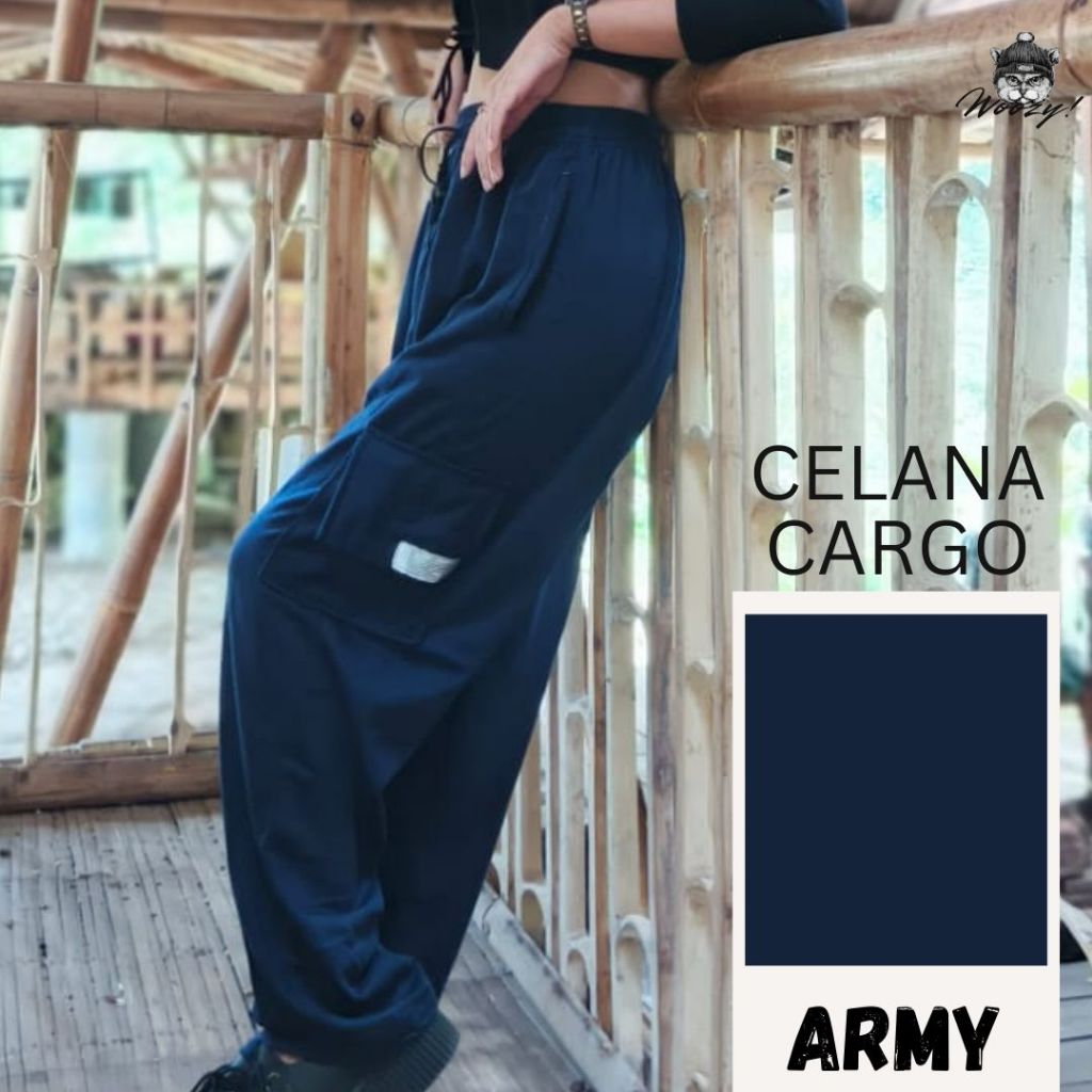 Celana Jogger Wanita Cargo Pants Highwaist Korean Style