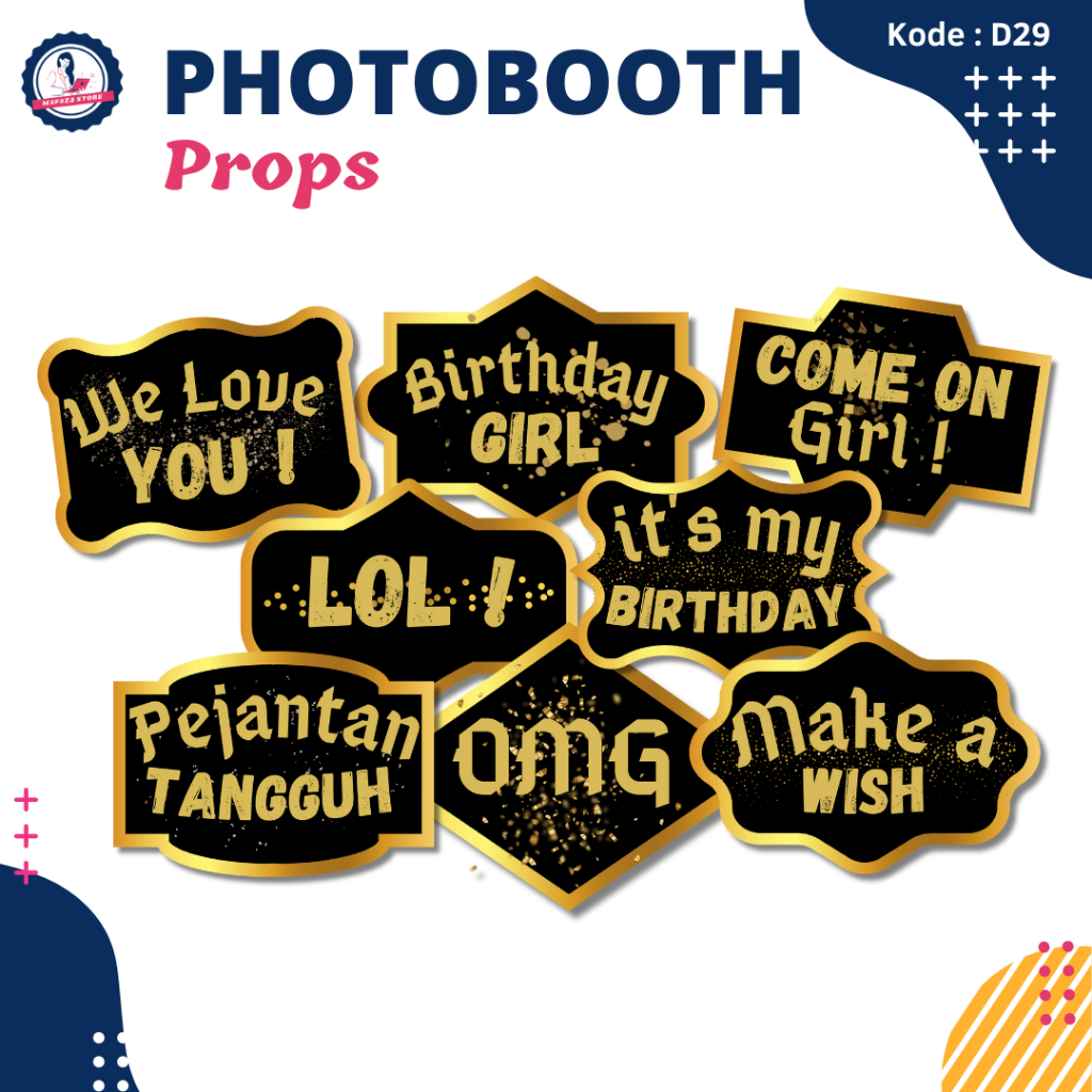 (isi 8) Photobooth props / Aksesoris photobooth / Photoprops wedding party birthday custom graduatio