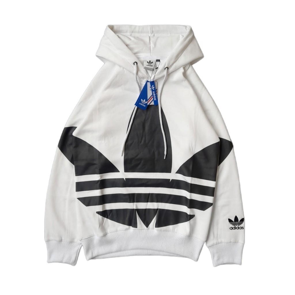 JAKET HOODIE SWEATER ADIDAS FULL TREFOIL WHITE