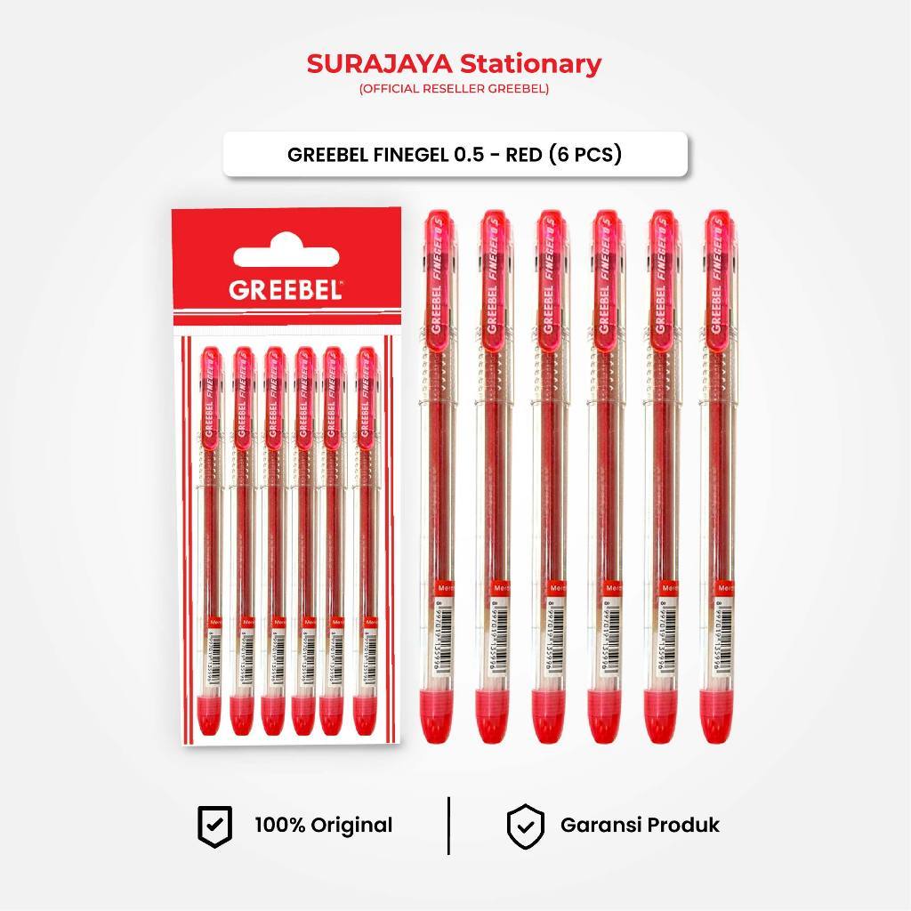 

Bolpen Pulpen Gel Greebel / Gel Pen Fine Gel 0.5 Merah (6PCS/SET) Ballpen Pena Pulpen Cetek