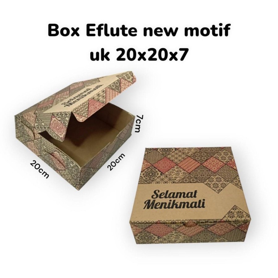 

Box Eflute new motif batik uk 20 x 20 x 7 / Dus Nasi Coklat Motif PER 10