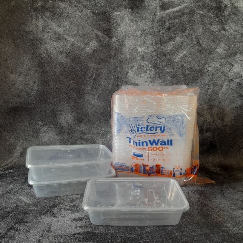 Thinwall rectangle 500ml Victory/Thinwall kotak 500ml Victory persegi panjang 25pcs