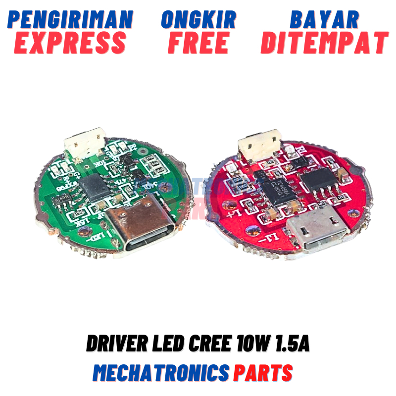 Driver LED Cree 10W Input 4.2V 18650 Output 3.3V 1.5A Port USB Micro Type C Senter Charger DIY