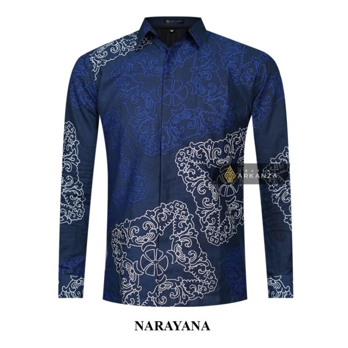 GUDANG BATIK ARKANZA Motif Narayana Kemeja Batik Pria  Slimfit Premium  Katun Lapis Furing