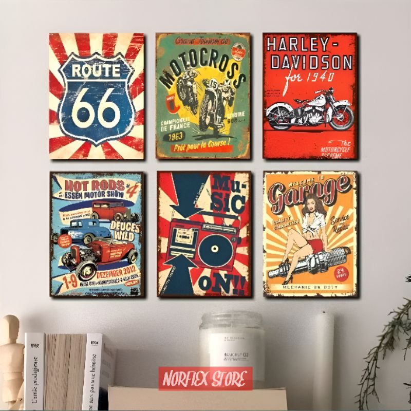 Poster dinding retro vintage Hiasan dinding kamar cowok Pajangan -  Wall decor