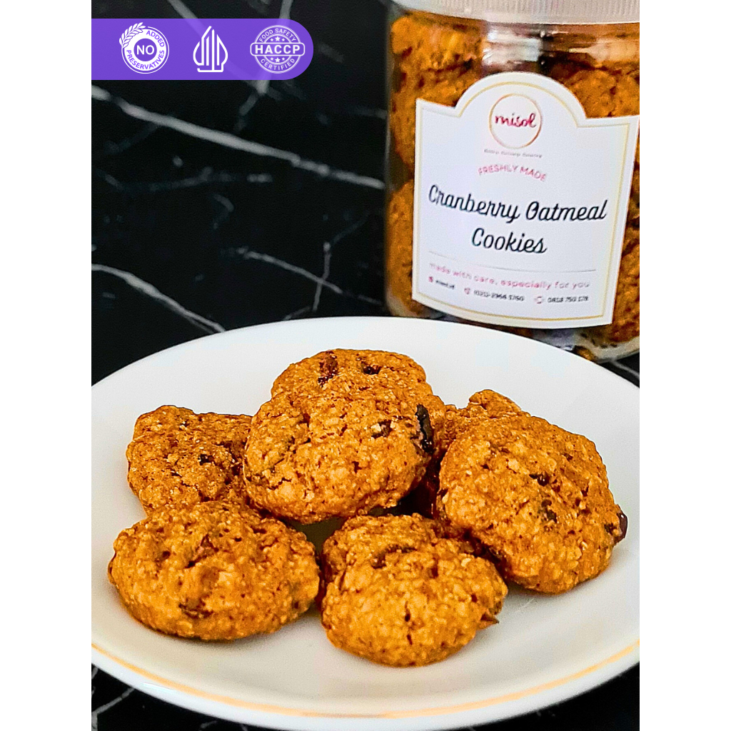 

CRANBERRY OATMEAL COOKIES Kue Kering MISOL kemasan Toples Bulat