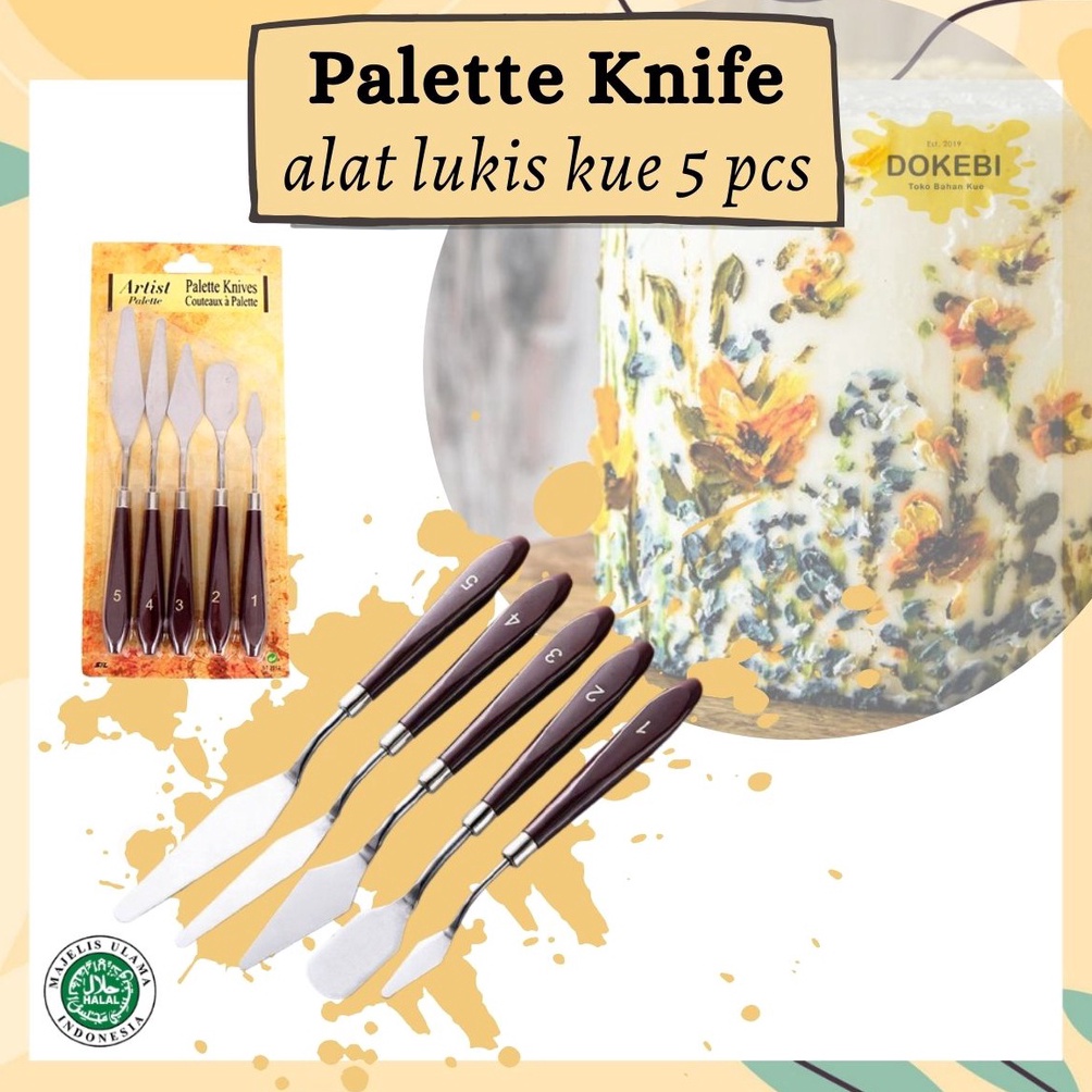 

KODE B75H Pisau palet Artist palette knife set 5 pcs alat lukis kue spatula set painting set modelling cake dasi kue