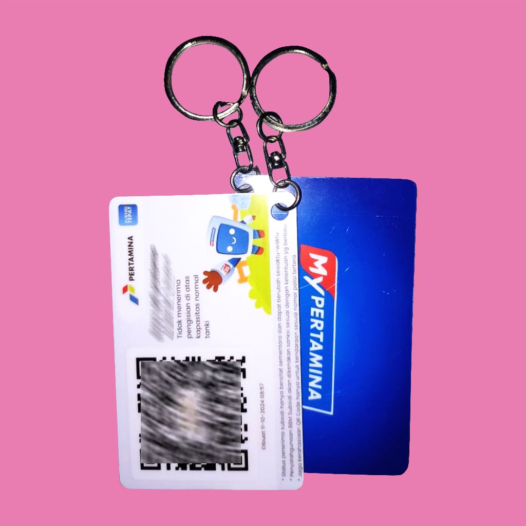 kartu my pertamina/gantungan kunci kartu my pertamina bahan pvc tebal 2 sisi