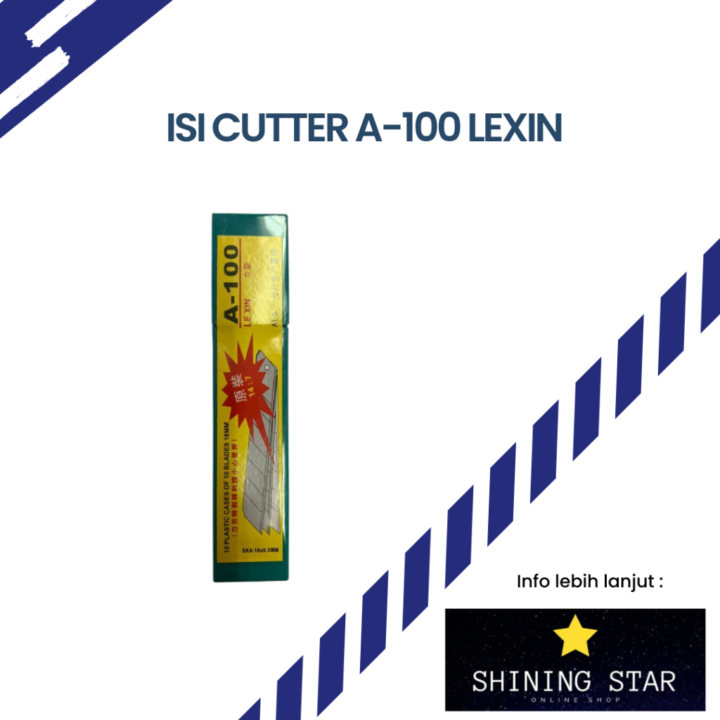 

Isi Cutter A-100 / Isi Cutter LEXIN / Isi Cutter 18mm / Isi 10 Pcs