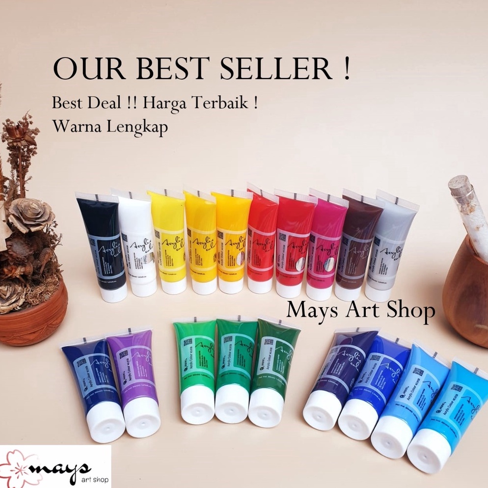 

KODE E79K Paket Cat Akrilik Semua Warna Acrylic Paint Set Cat Lukis Gambar Kanvas isi 4 warna Maries Maries VTec Xpression