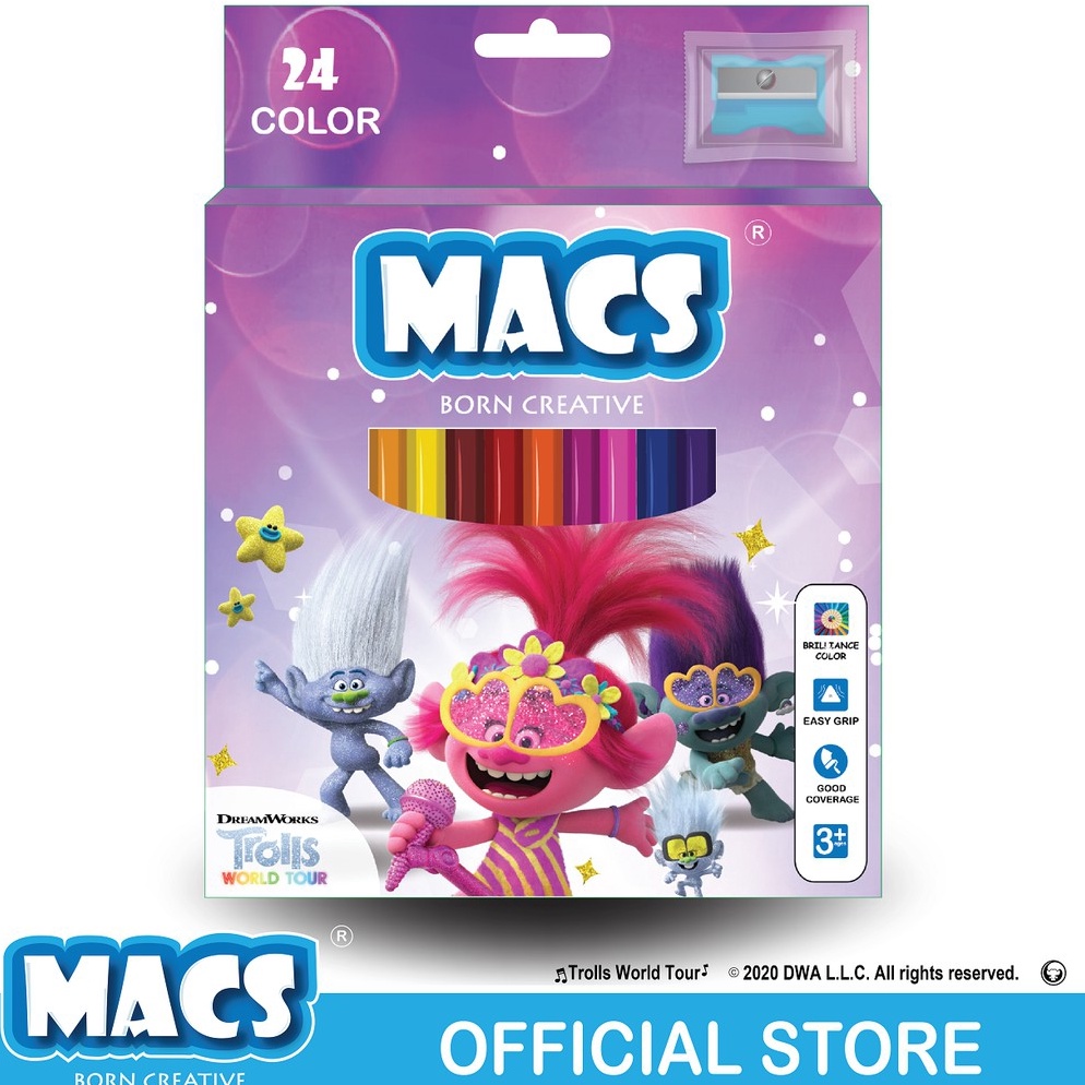 

KODE W43U MACS Pensil Warna Trolls World Tour 24 lor pencils