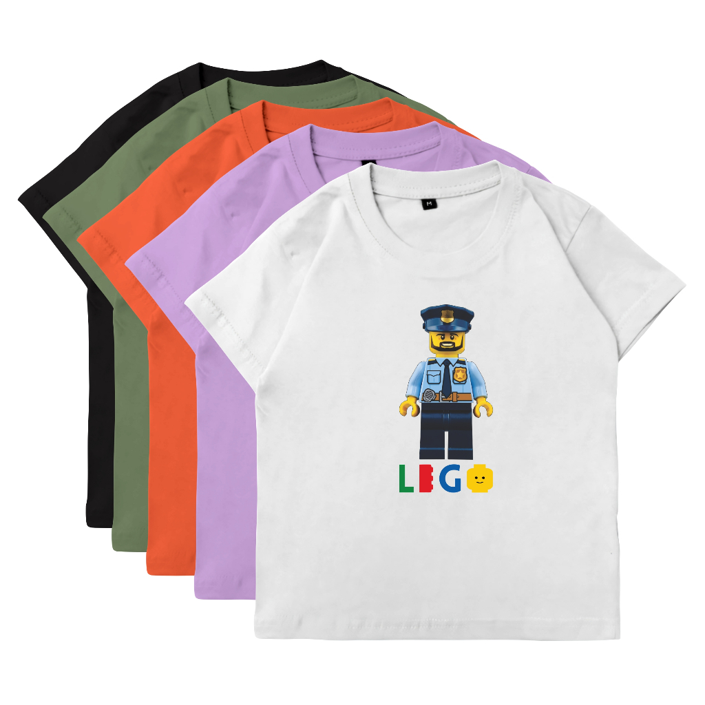 Kaos Anak Laki Laki Perempuan Lego Polisi Distro Premium Cotton