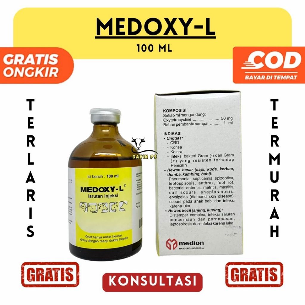 MEDOXY L 100ML - Obat Anti Infeksi Hewan Spektrum Luas Sapi Kambing Babi Ayam Unggas