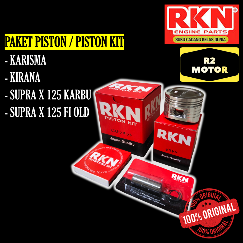 RKN PAKET PISTON SET KIT KPH KARISMA KIRANA SUPRA X 125 KARBU FI OLD LAMA OS OVERSIZE 25 50 75 100 S