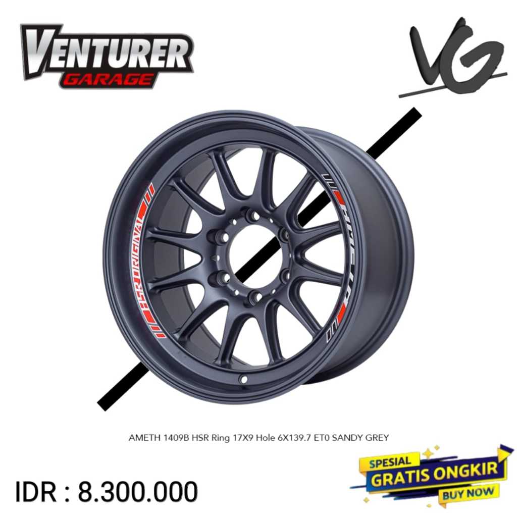 Velg murah ring 17 lebar 9 mobil pajero dmax fortuner HSR ameth grey surabaya