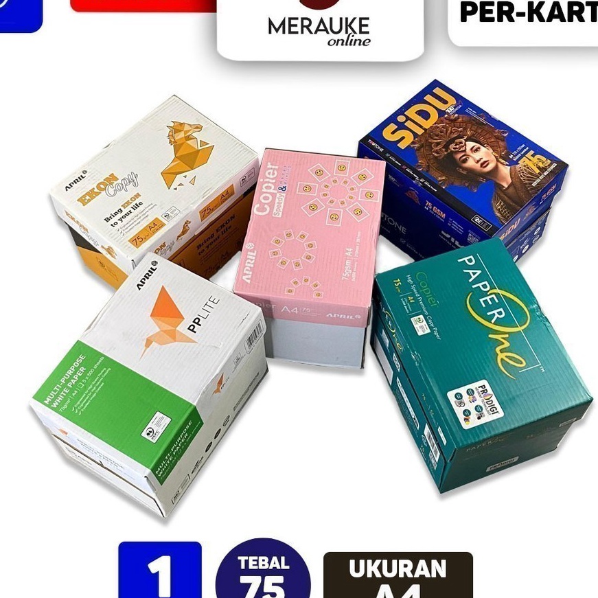 

Hemat Kes HVS A4 75 gsm PERKARTON 1 KARTON isi 5 RIM
