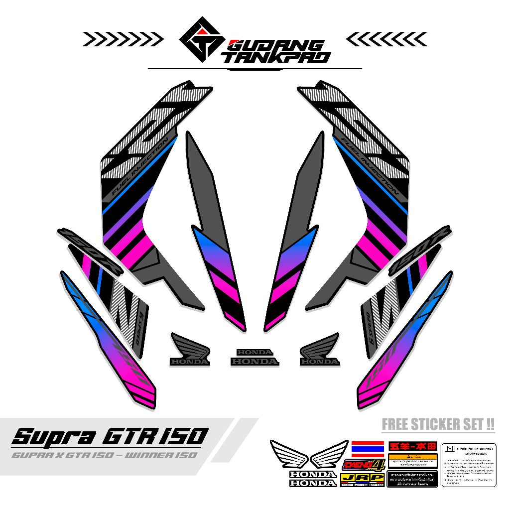 STIKER VARIASI / STRIPING SUPRA X GTR ,VARIASI KODE 22 / STRIPING WINNER 150 / STR SUPRA /SETIKER SU