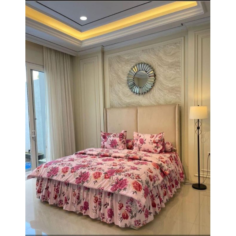 Sprei Cantik Motif Bunga Pink estetik