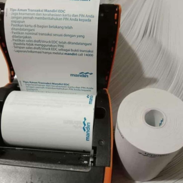 

Murah Terpopuler KERTAS KASIR THERMAL LOGO MANDIRI UK 58X4 PAKET 1 ROLL
