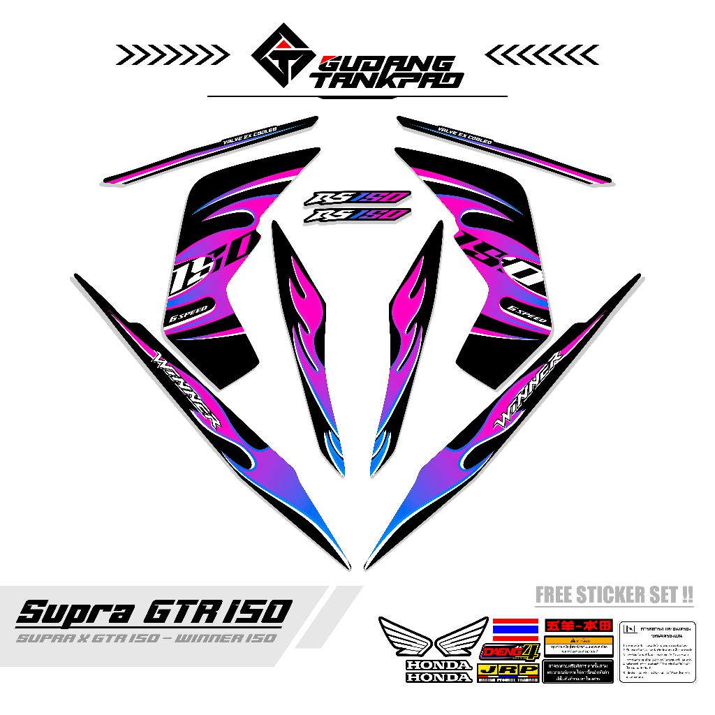 STIKER VARIASI SUPRA X GTR / STRIPING SUPRA X GTR ,VARIASI KODE  27 / STRIPING WINNER 150 / STR SUPR