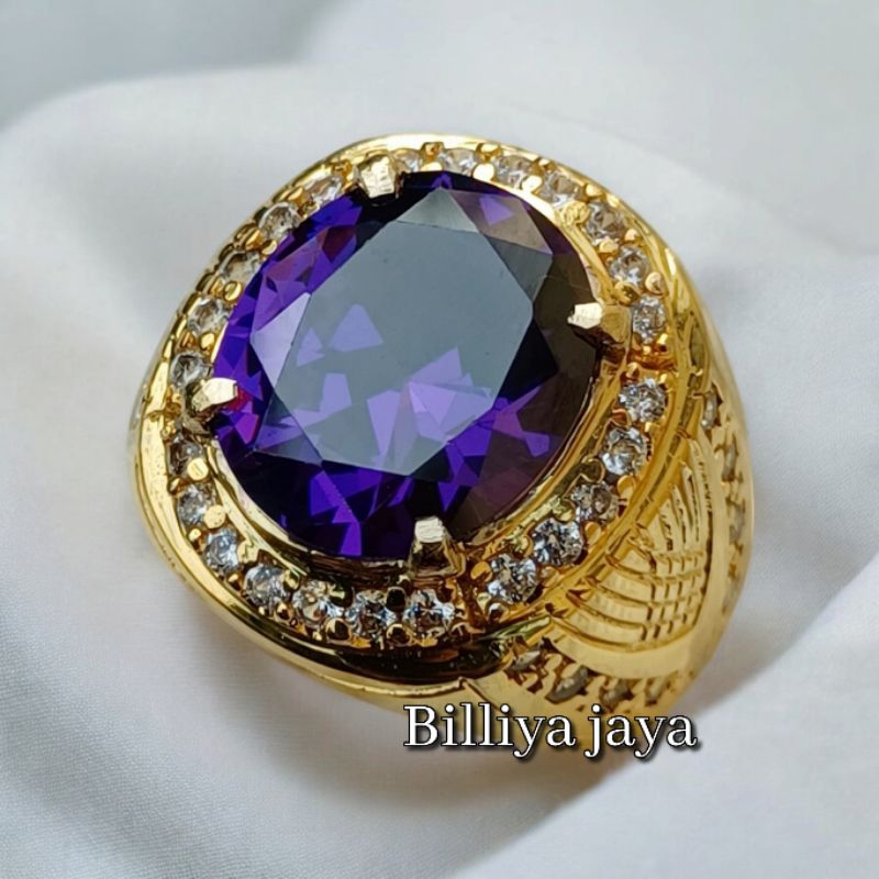 CINCIN BATU PERMATA KECUBUNG UNGU CUTTING MEWAH