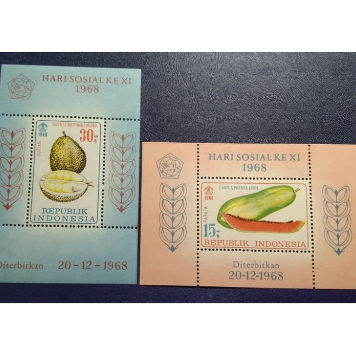 

Terbatas Prangko Lawas SS Souvenir Sheet Seri BuahBuahan 2Pcs Thn 1968