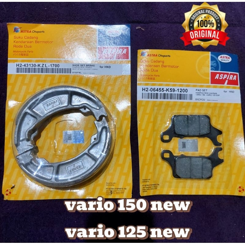 PAKET HEMAT Kampas Rem Belakang Vario 150 Vario 125 Original Aspira