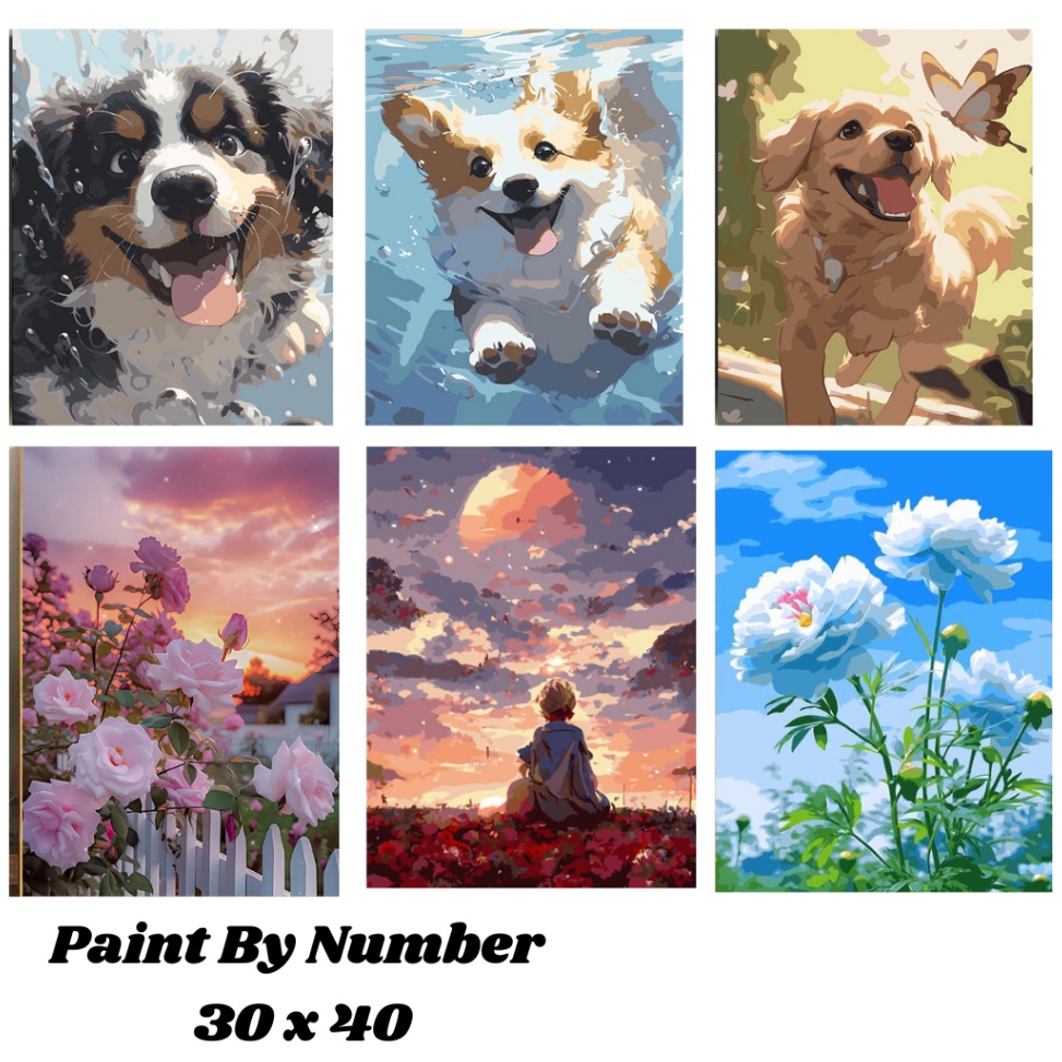 

KODE P92V HARU 3x4cm Paint by Number Kit Canvas DIY Panda Corgi Animal Little Prince Kanvas Lukis Set Menggambar Melukis