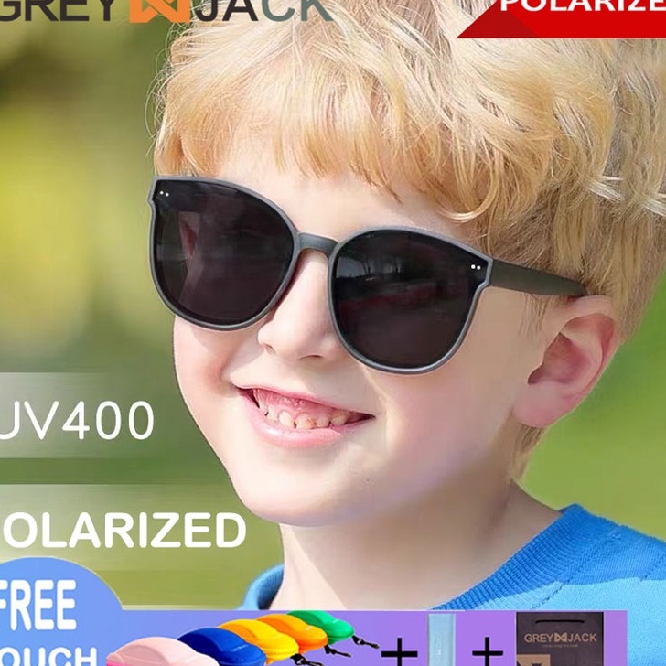 DIJAMIN ORI Grey Jack Kacamata Anak Sunglasses Hitam Anti Uv Korean Style TR9 Ringan Fashion Anak La