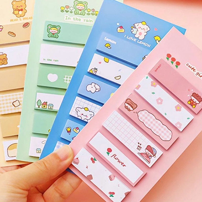 

FG2 1SET Pembatas Buku Sticky Notes Motif Lucu 12 Lembar Cute Alat Sekolah Bookmark