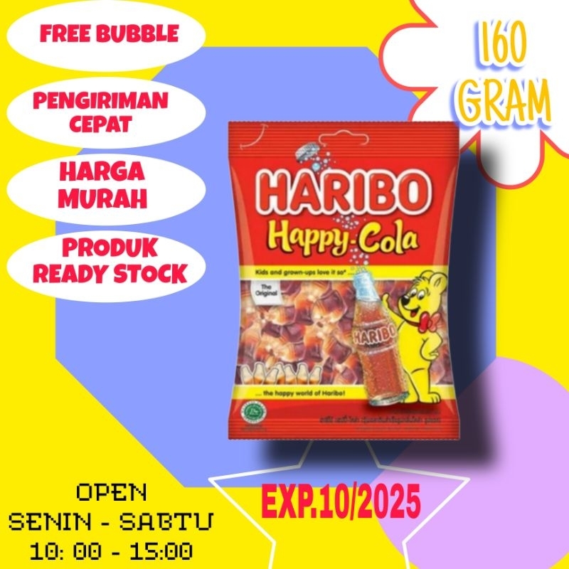 

Haribo Happy Cola Gummy candy 160 gr / permen haribo jelly cola